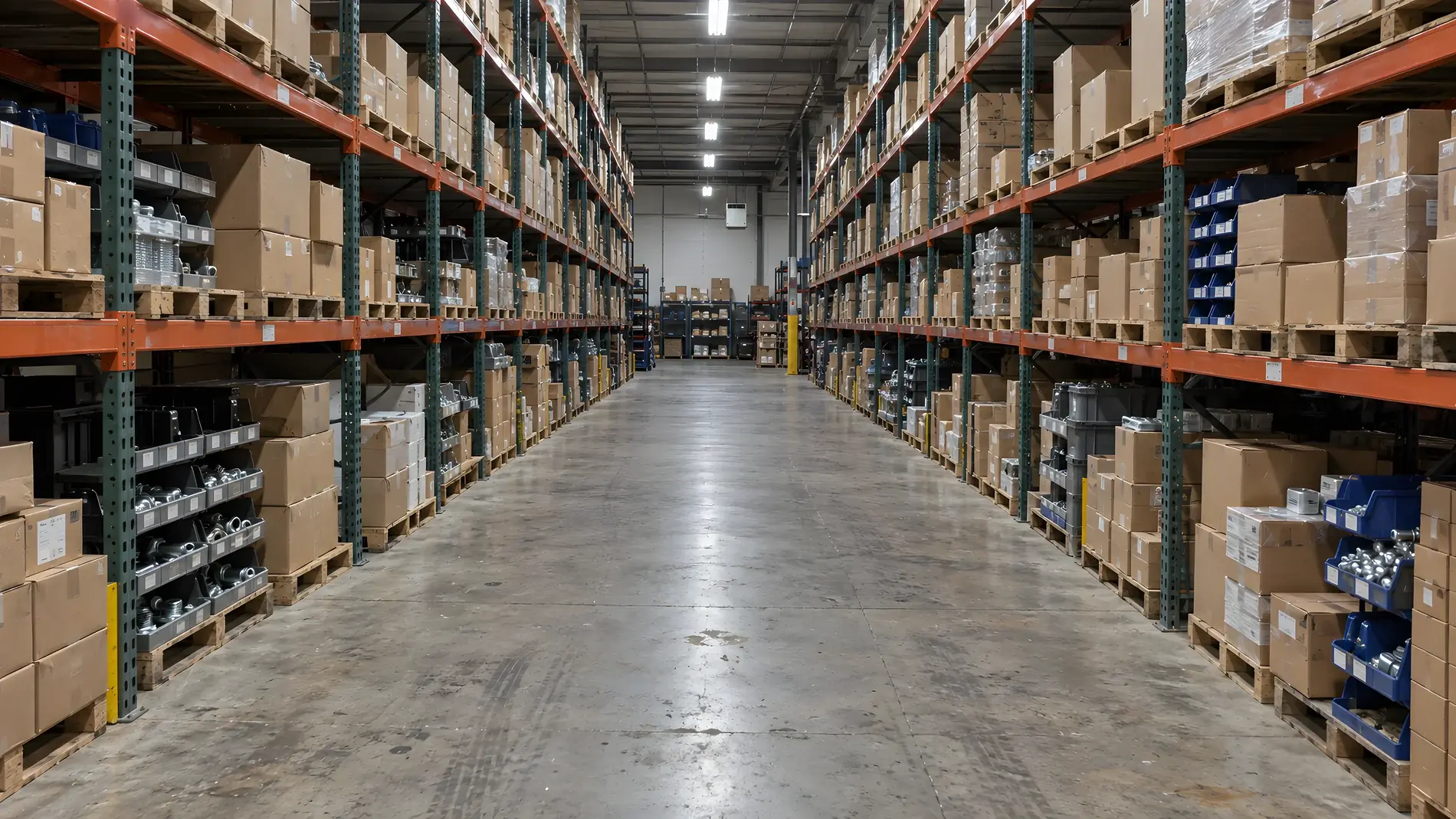 Products hero — Titan Supply warehouse aisle