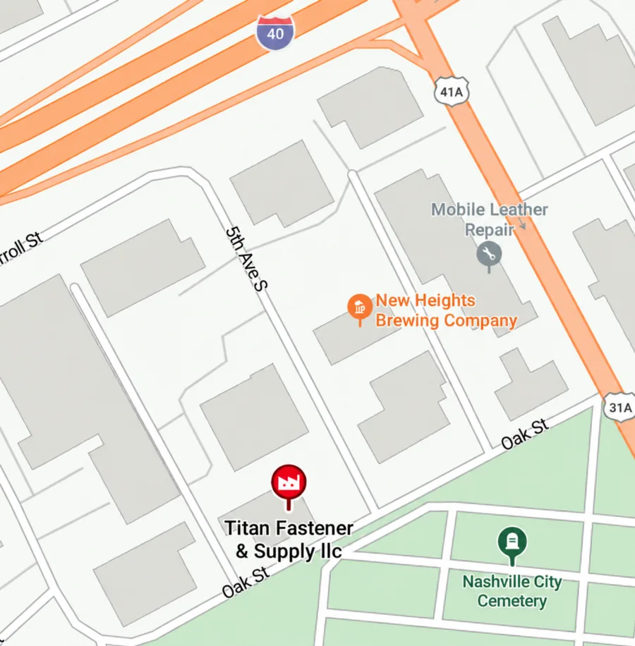 Titan Fastener & Supply service area map