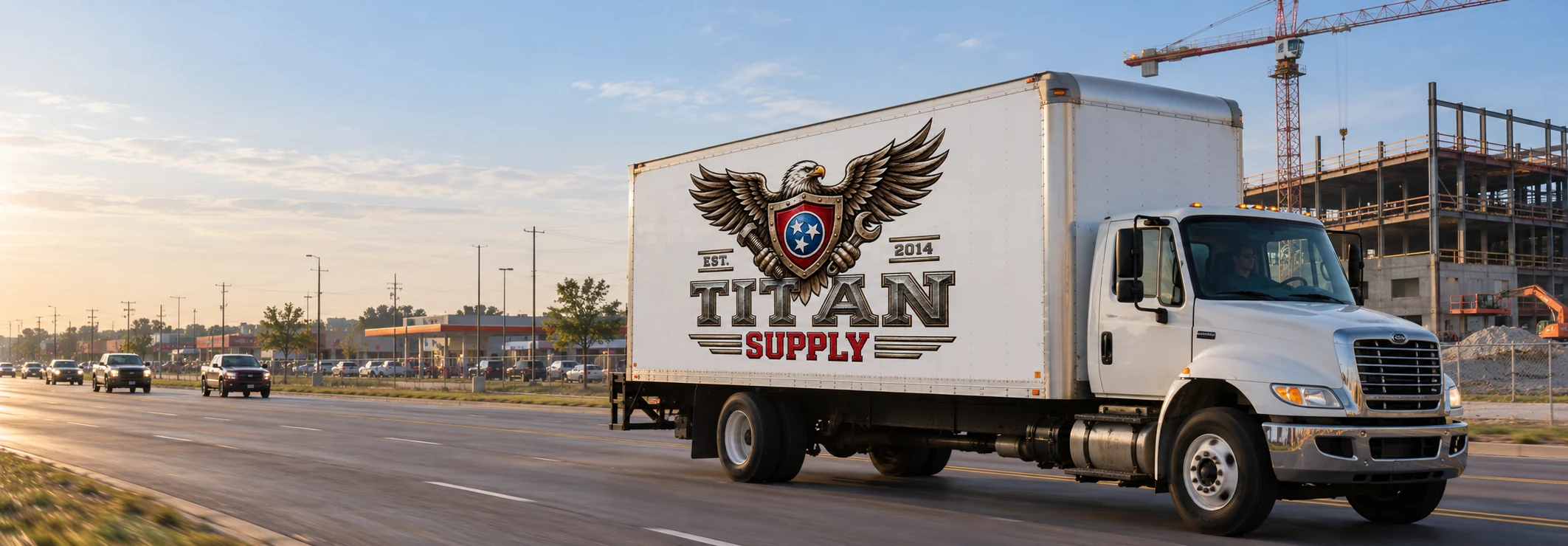 Titan Supply delivery truck on a Nashville commercial road