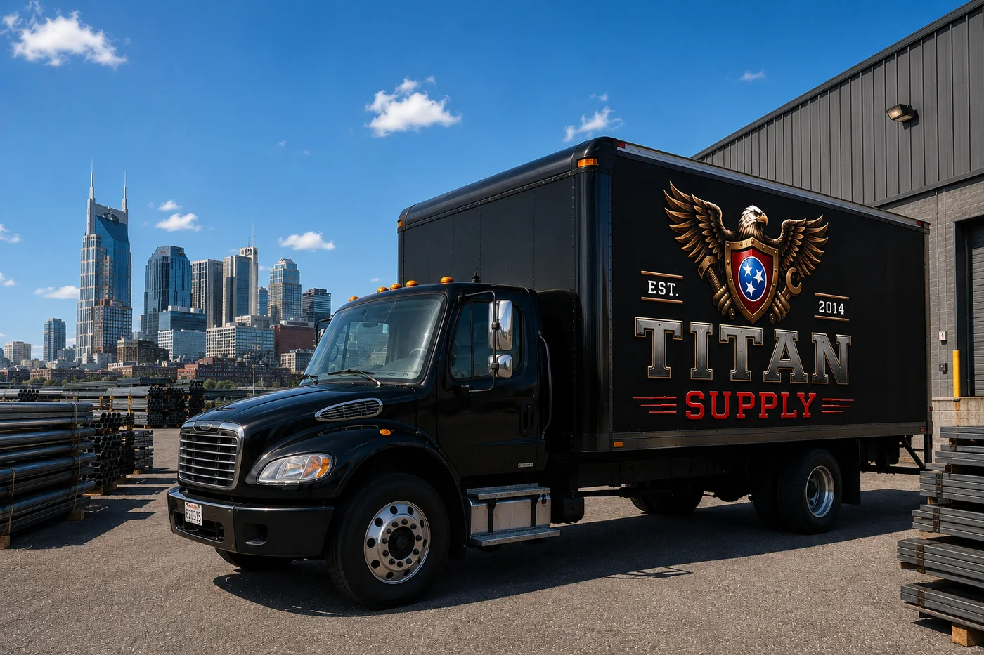 Titan delivery truck and Nashville skyline