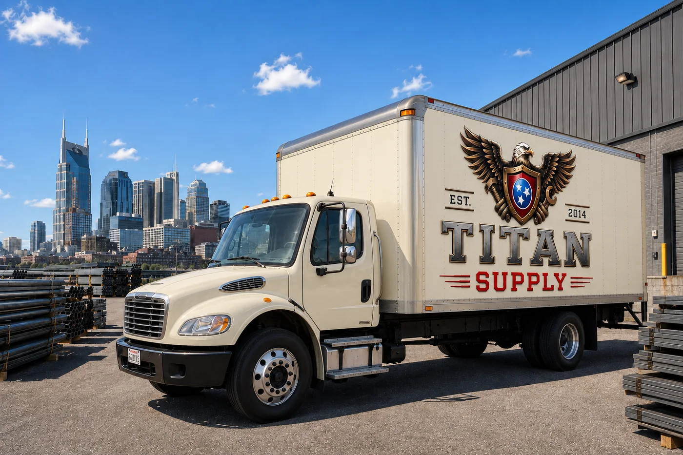Titan delivery truck and Nashville skyline